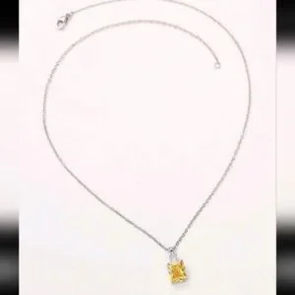 Yellow Sapphire Diamond Silver Necklace
